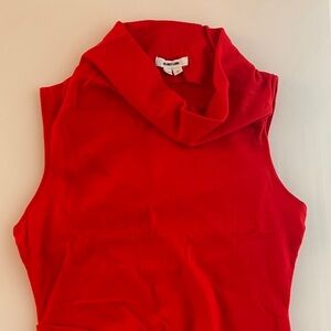 Helmut Lang Vibrant Red Sleeveless Cowl Neck Sweater